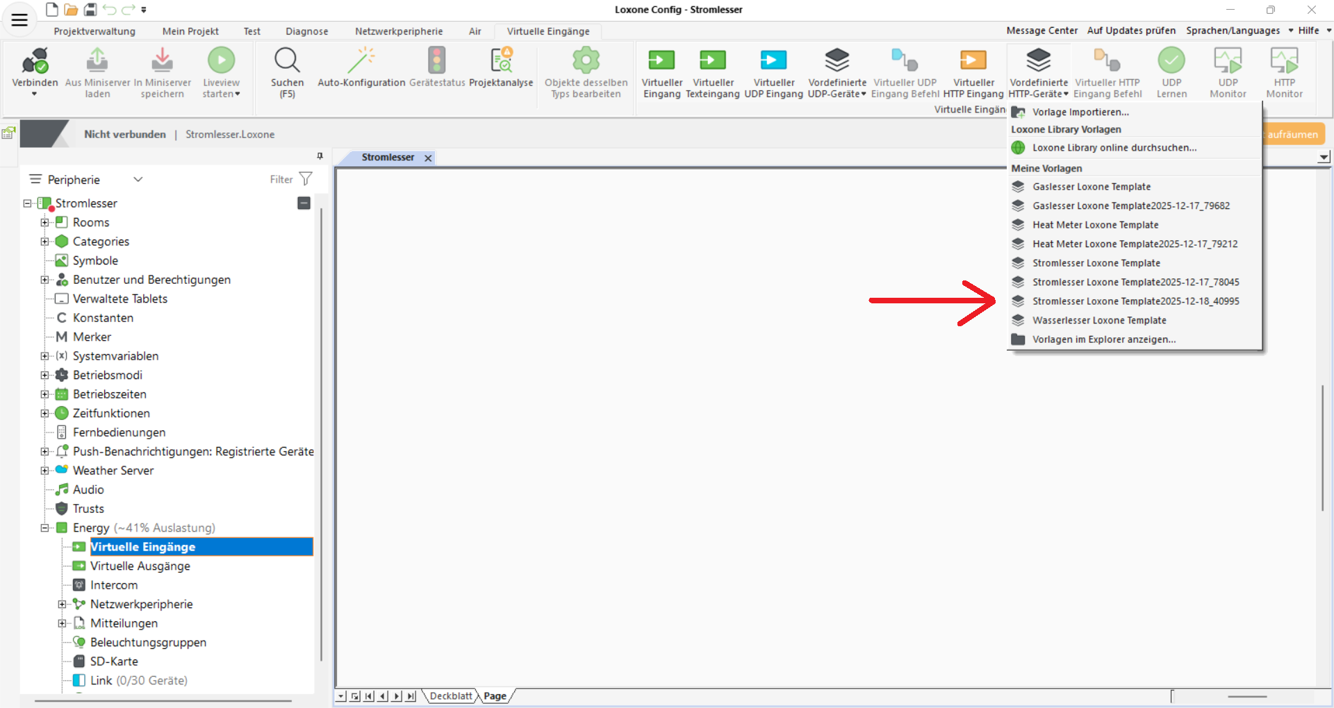 Vorlage zur Peripherie hinzufügen
