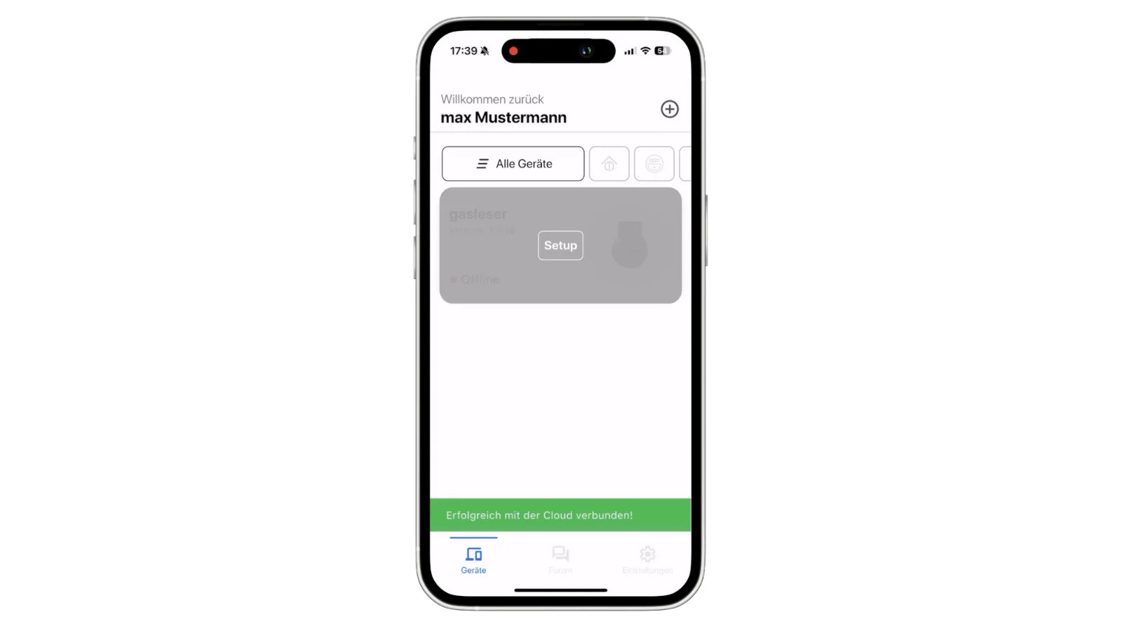 Gerät erfolgreich eingerichtet
