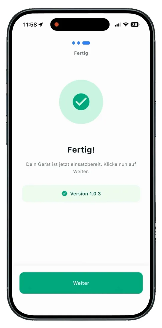 Die Einrichtung ist abgeschlossen